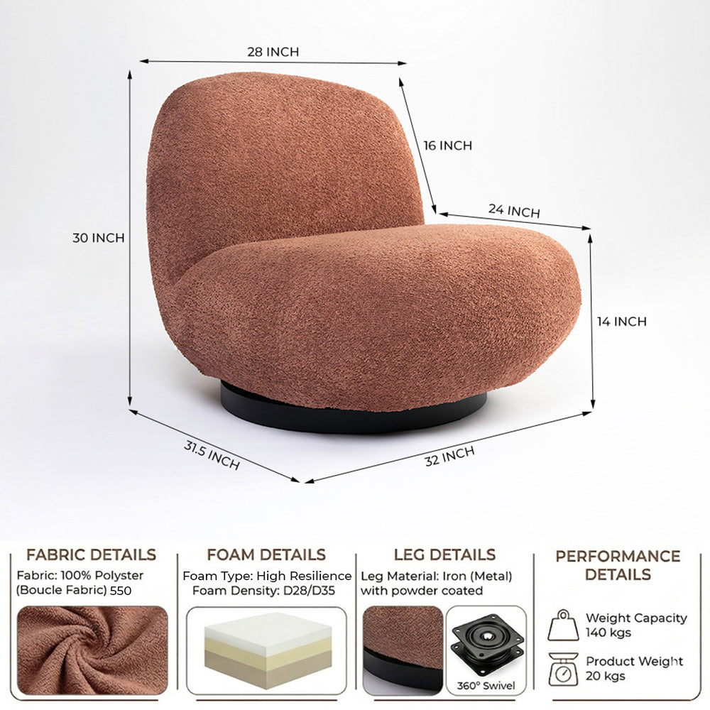 Eden End Swivel Sofa - Rose Brown