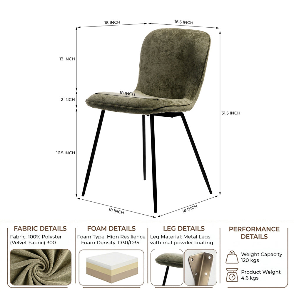 Pine Parlor Dining Chair - Green
