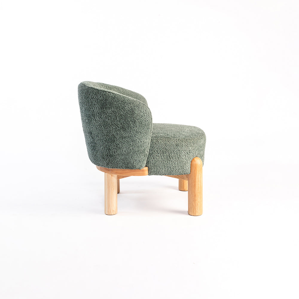 Velour Crest Chenille Wooden Armchair - Green