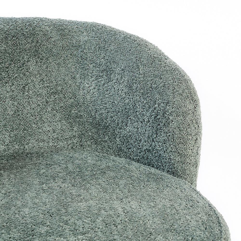 Velour Crest Chenille Wooden Armchair - Green