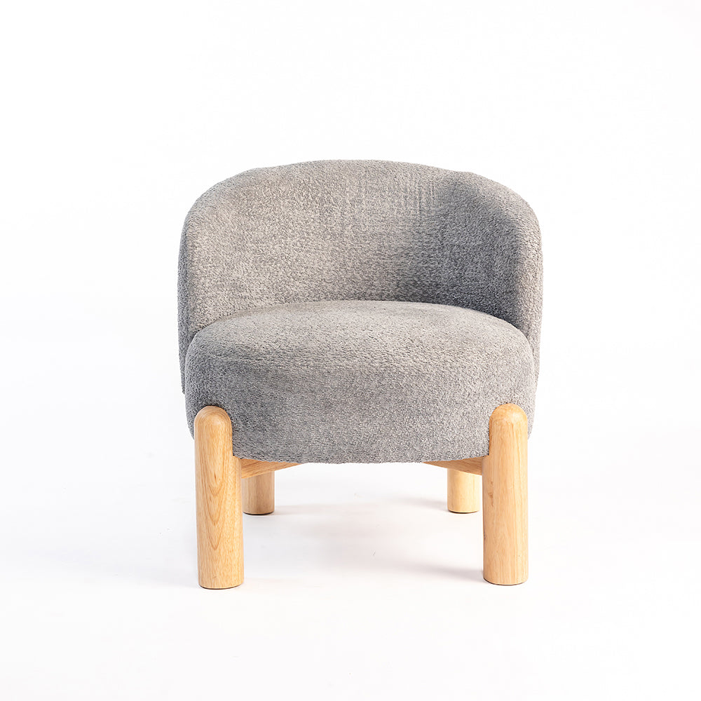 Velour Crest Chenille Wooden Armchair - Grey