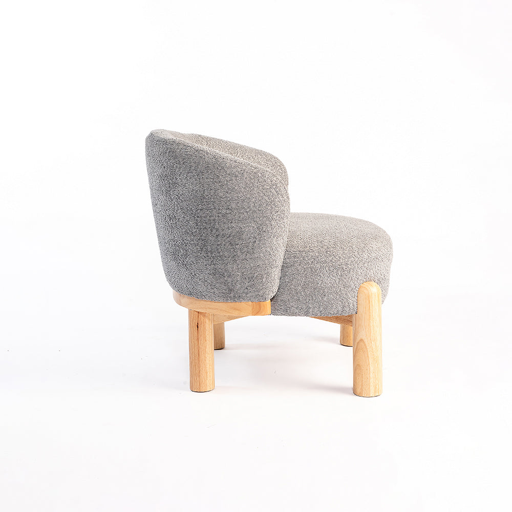 Velour Crest Chenille Wooden Armchair - Grey