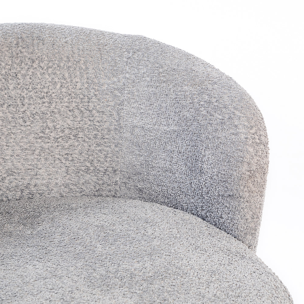 Velour Crest Chenille Wooden Armchair - Grey