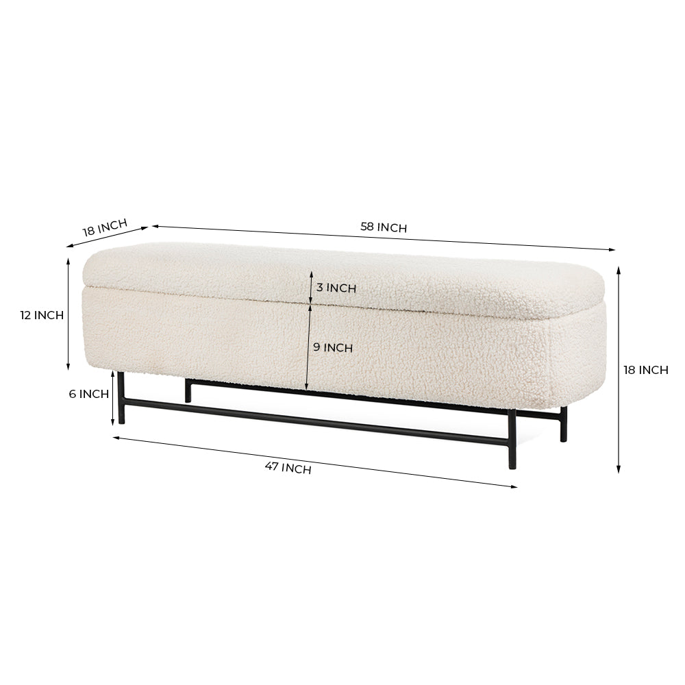 Sequoia Polyester Storage Bench with Steel Legs