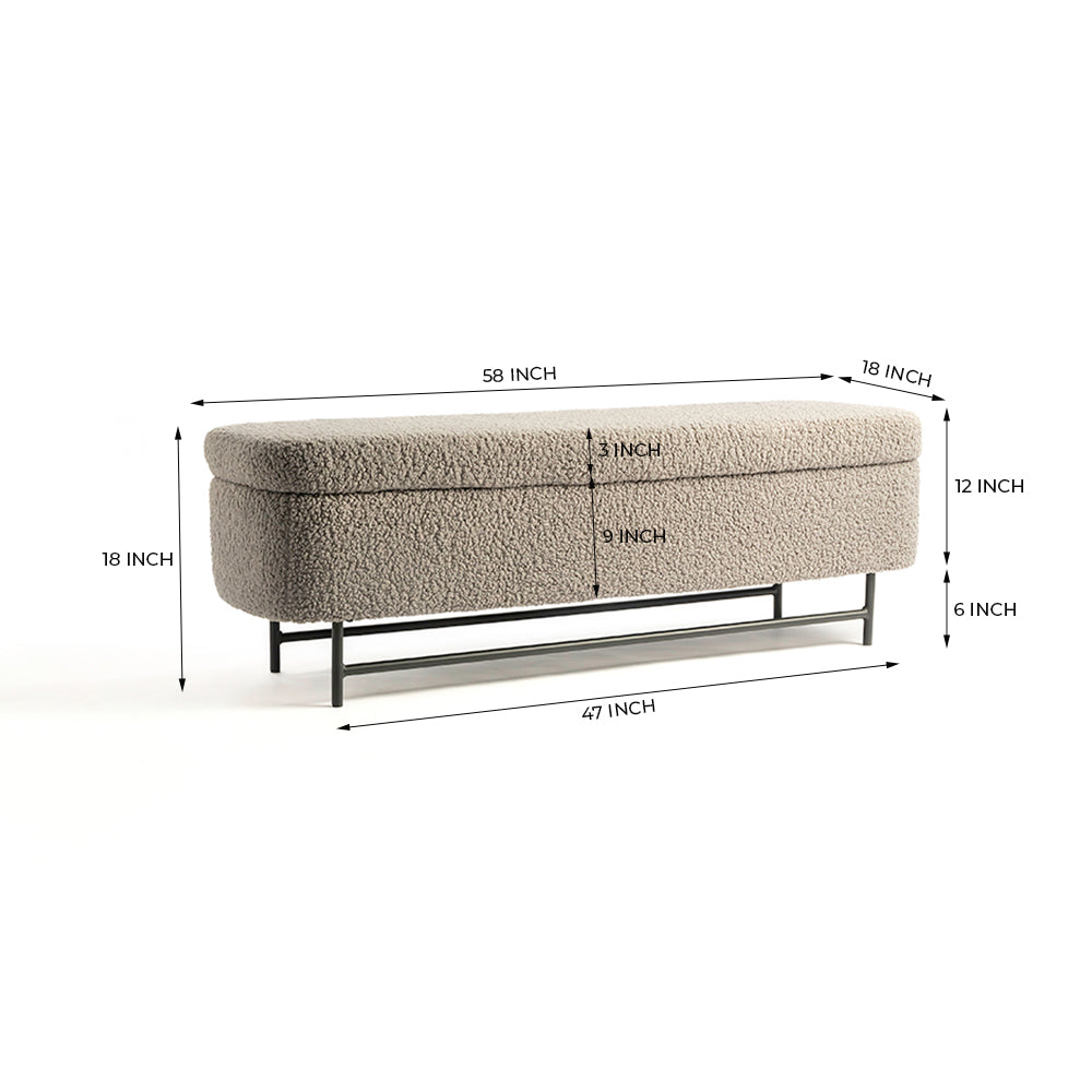 Sequoia Polyester Storage Bench with Steel Legs - Grey