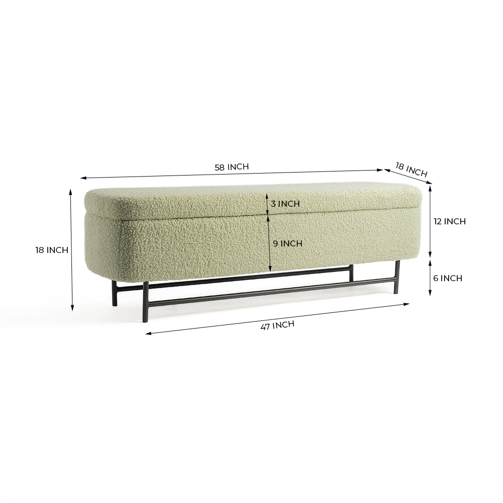 Sequoia Polyester Storage Bench with Steel Legs - Emerald Green