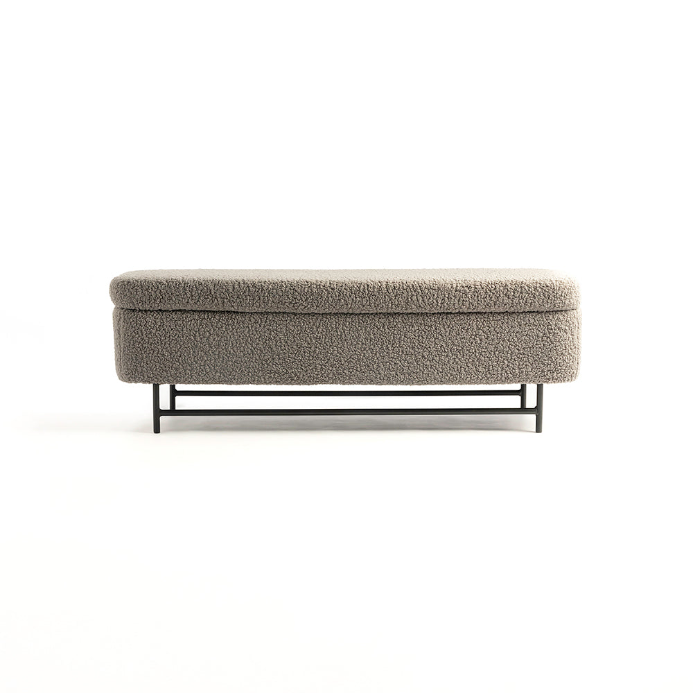 Sequoia Polyester Storage Bench with Steel Legs - Grey