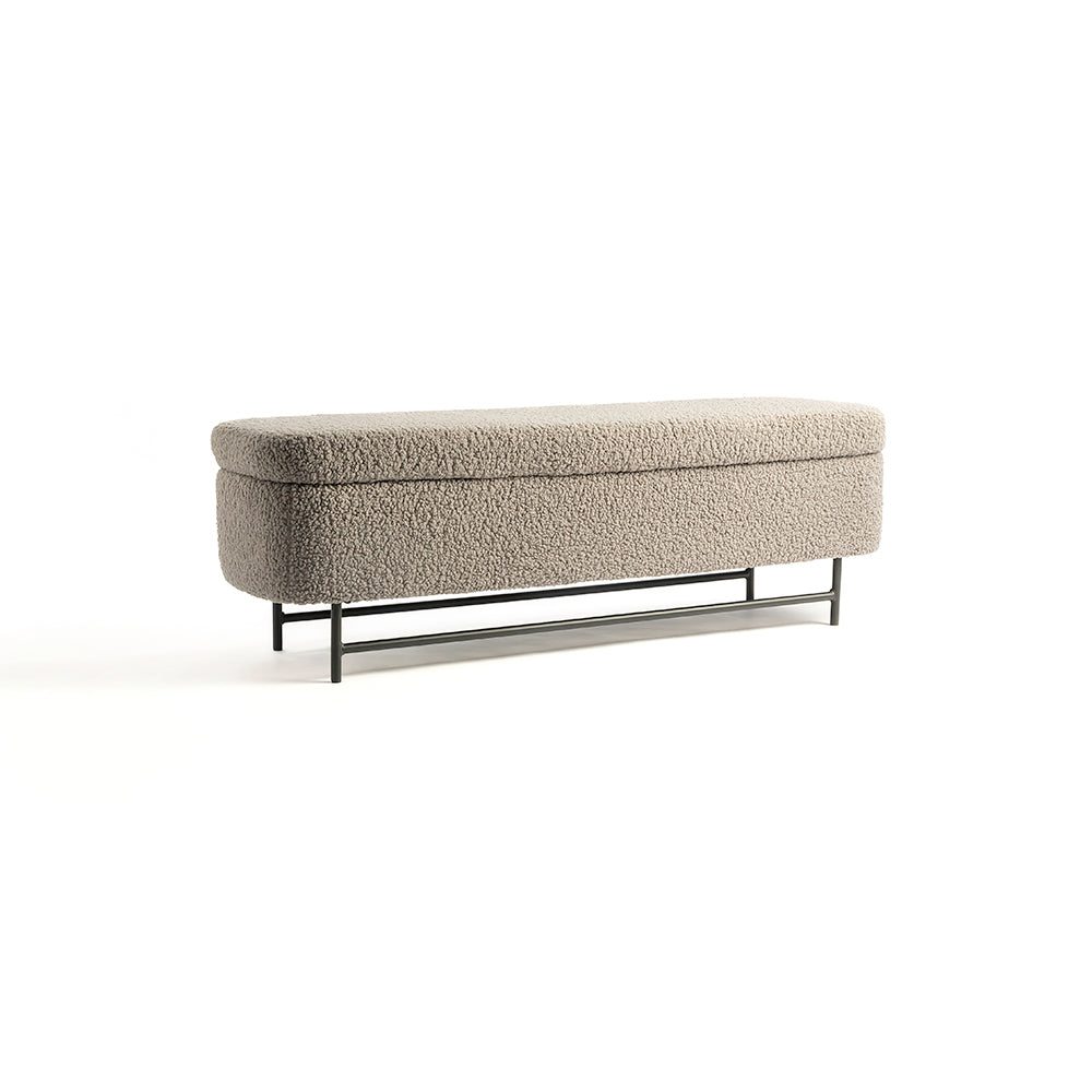 Sequoia Polyester Storage Bench with Steel Legs - Grey