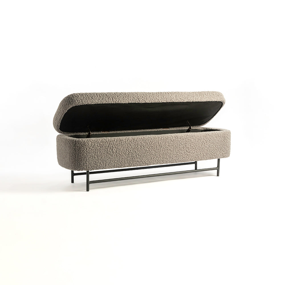 Sequoia Polyester Storage Bench with Steel Legs - Grey