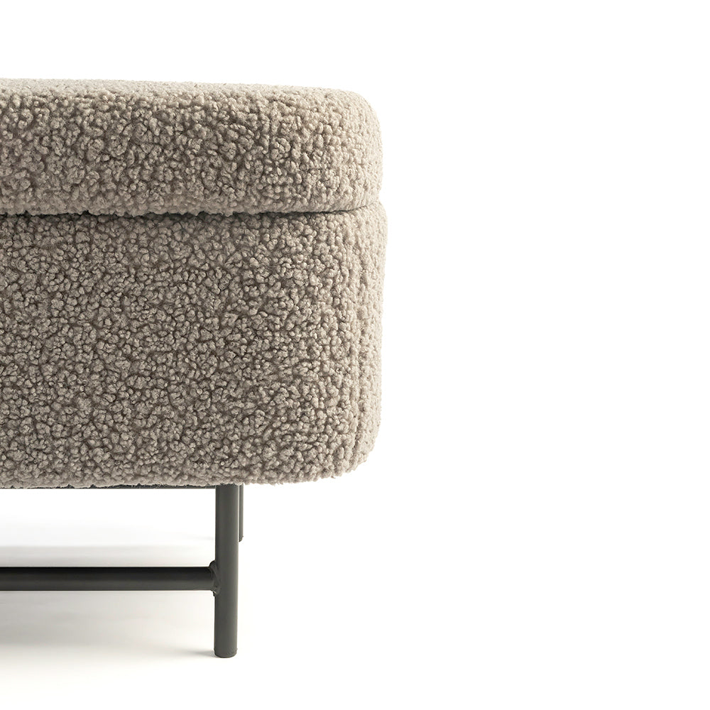 Sequoia Polyester Storage Bench with Steel Legs - Grey