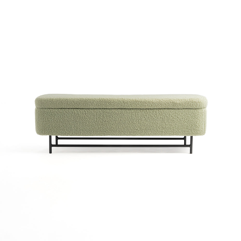 Sequoia Polyester Storage Bench with Steel Legs - Emerald Green