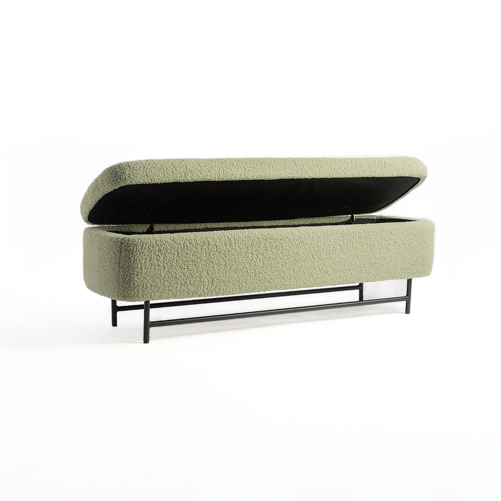 Sequoia Polyester Storage Bench with Steel Legs - Emerald Green
