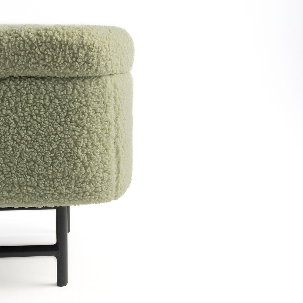 Sequoia Polyester Storage Bench with Steel Legs - Emerald Green