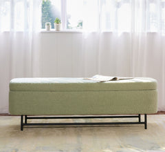 Sequoia Polyester Storage Bench with Steel Legs - Emerald Green