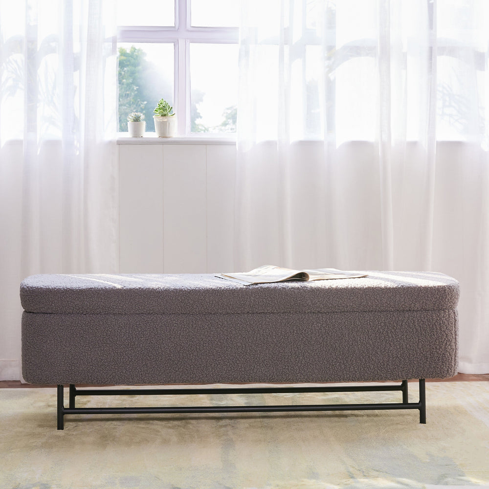 Sequoia Polyester Storage Bench with Steel Legs - Grey