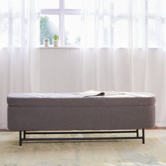Sequoia Polyester Storage Bench with Steel Legs - Grey