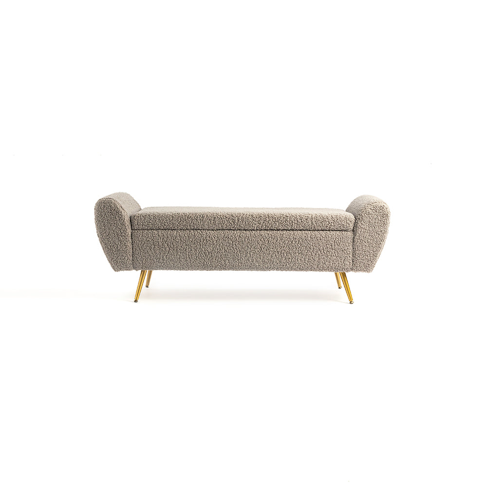 Barcarolle Boucle Fabric Bench - Grey