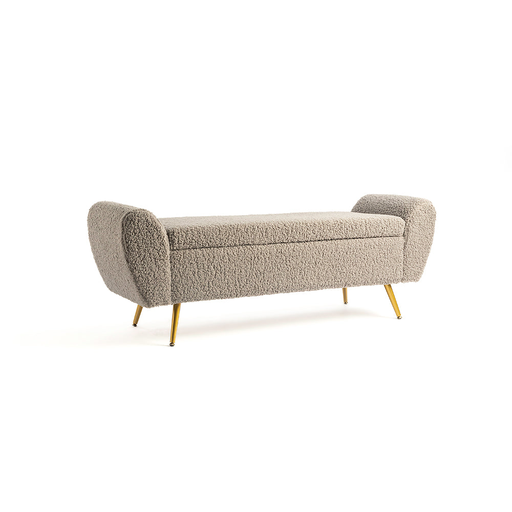 Barcarolle Boucle Fabric Bench - Grey