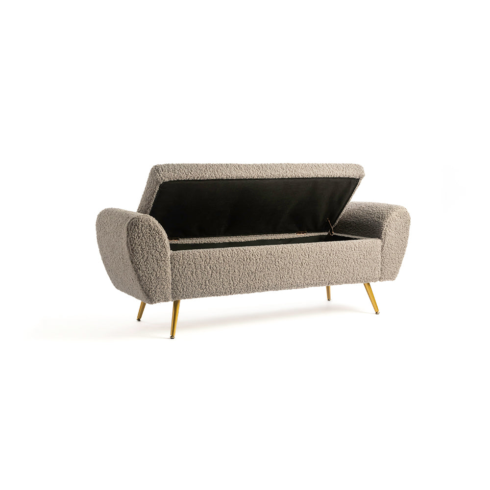 Barcarolle Boucle Fabric Bench - Grey