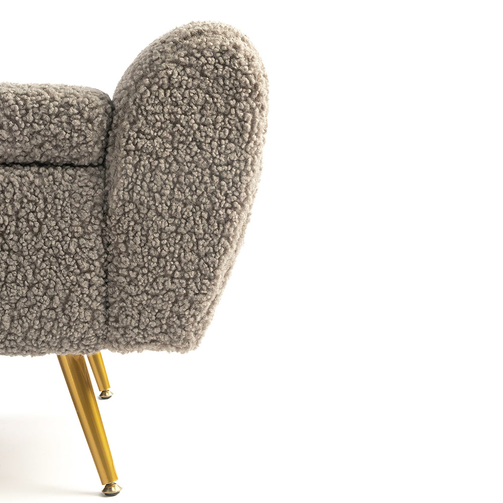 Barcarolle Boucle Fabric Bench - Grey
