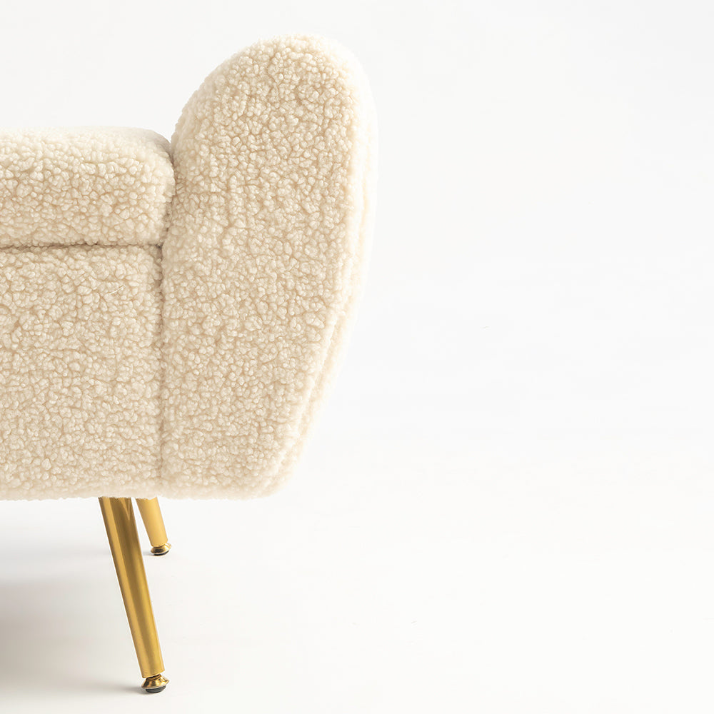 Barcarolle Boucle Fabric Bench - Ivory