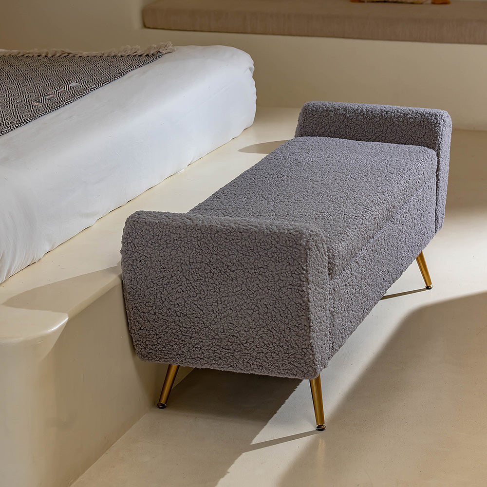 Barcarolle Boucle Fabric Bench - Grey