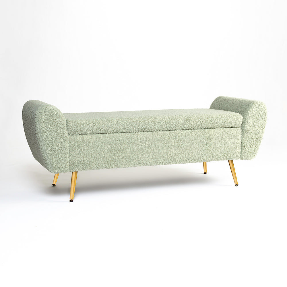 Barcarolle Boucle Fabric Bench - Emerald Green