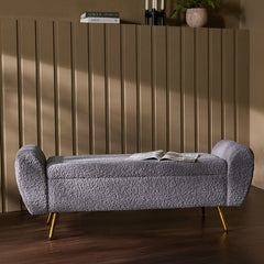 Barcarolle Boucle Fabric Bench - Grey