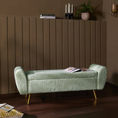 Barcarolle Boucle Fabric Bench - Emerald Green