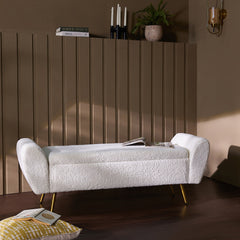 Barcarolle Boucle Fabric Bench - Ivory
