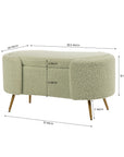 Alabaster Polyester Storage Bench With Steel Legs