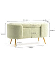Alabaster Polyester Storage Bench With Steel Legs