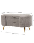 Alabaster Polyester Storage Bench With Steel Legs