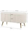 Alabaster Polyester Storage Bench With Steel Legs