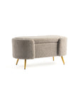 Alabaster Polyester Storage Bench With Steel Legs