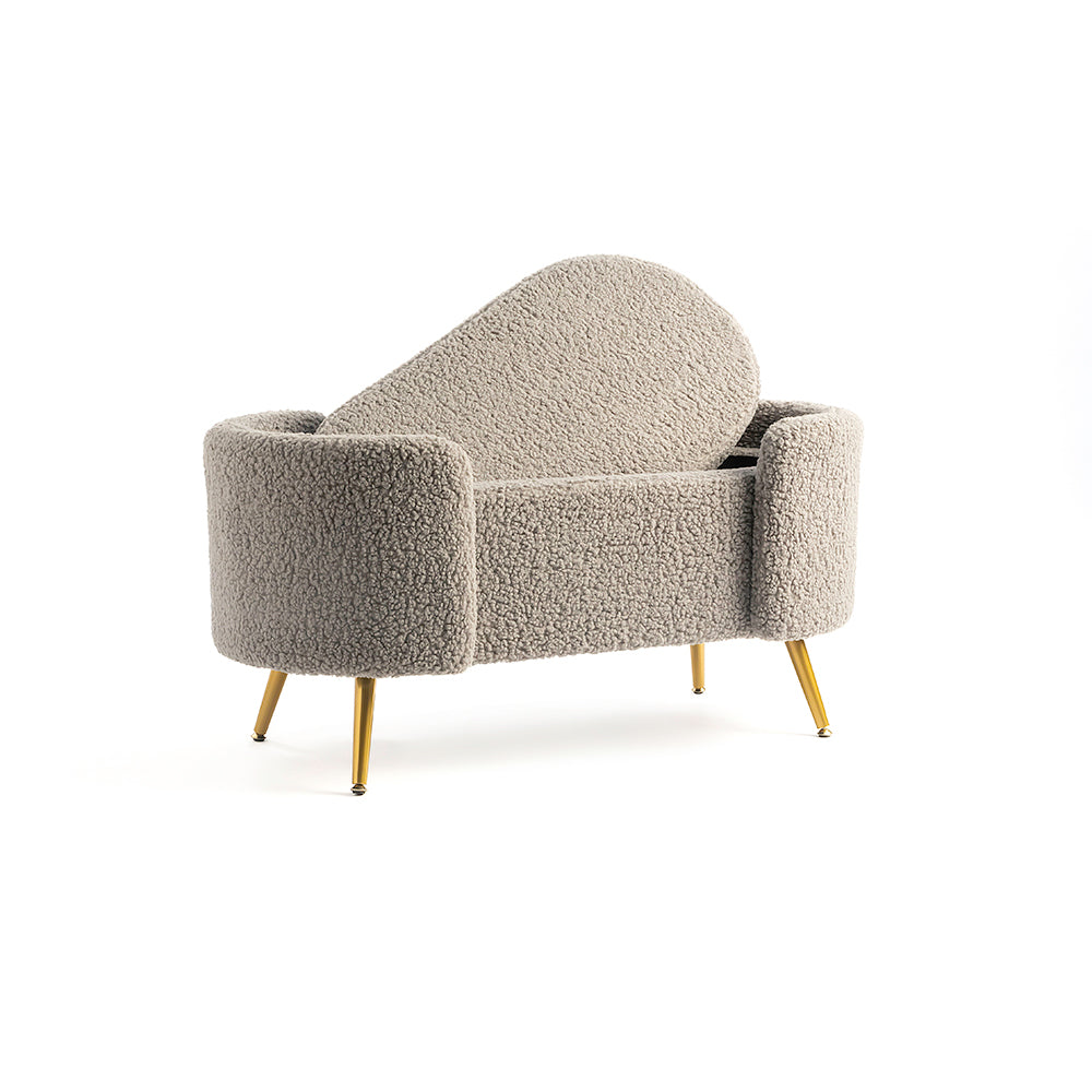 Alabaster Polyester Storage Bench With Steel Legs - Grey