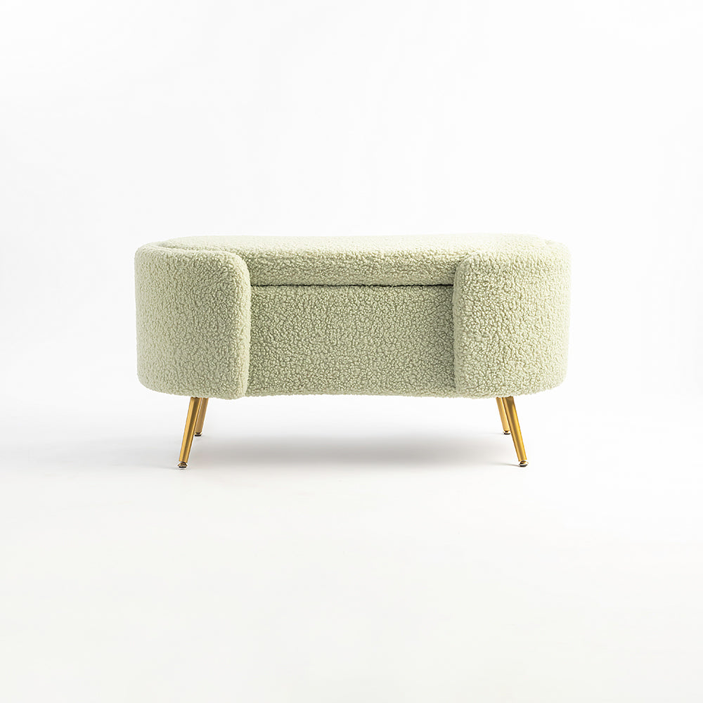 Alabaster Polyester Storage Bench With Steel Legs - Emerald Green