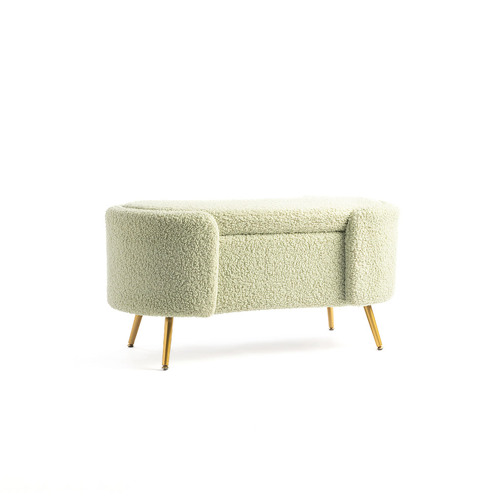 Alabaster Polyester Storage Bench With Steel Legs - Emerald Green