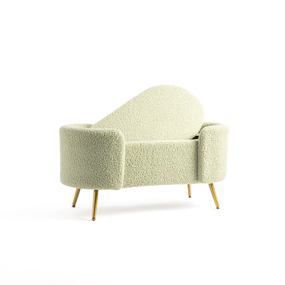 Alabaster Polyester Storage Bench With Steel Legs