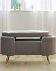 Alabaster Polyester Storage Bench With Steel Legs