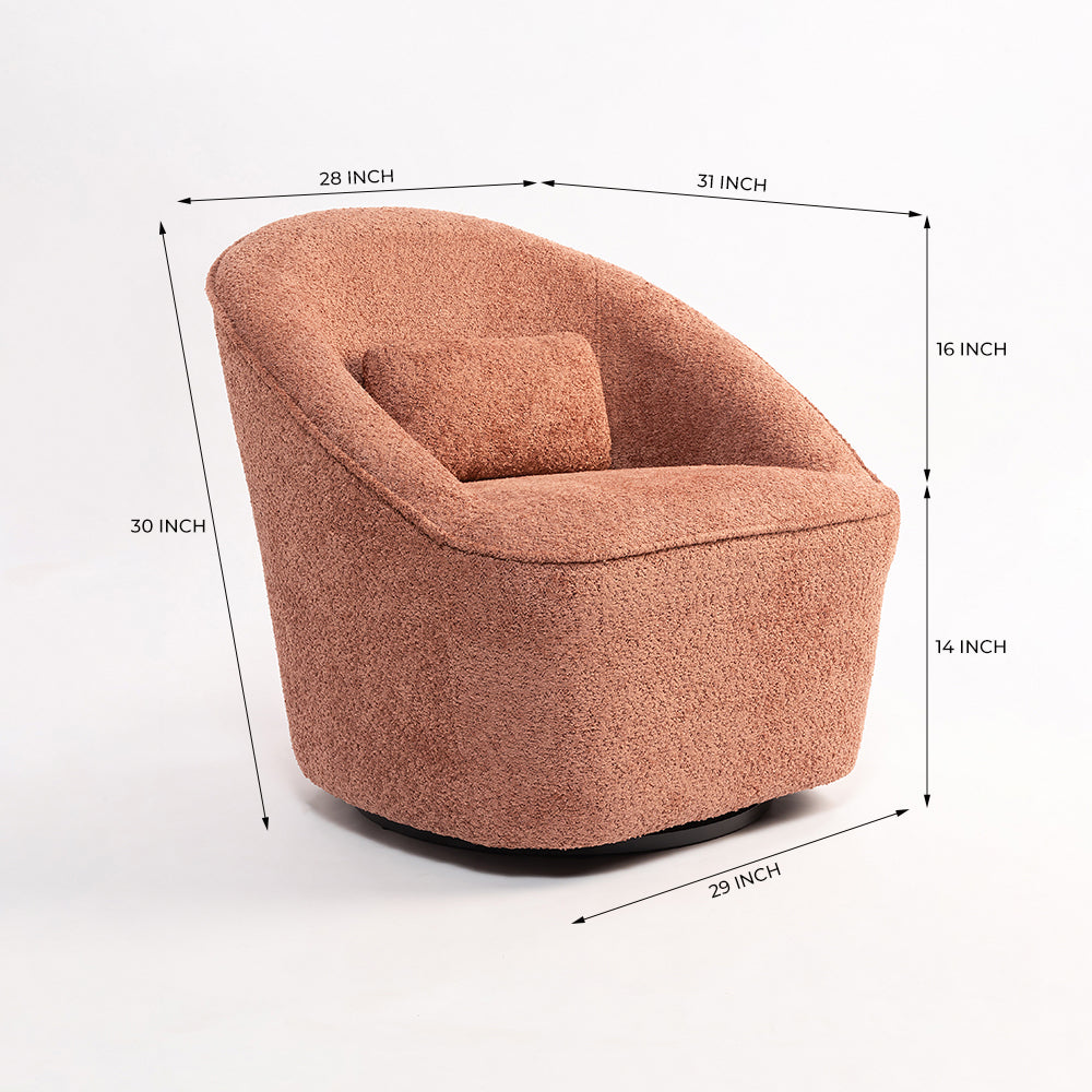 Emerald Boucle Swivel Chair - Dusty Rose Brown