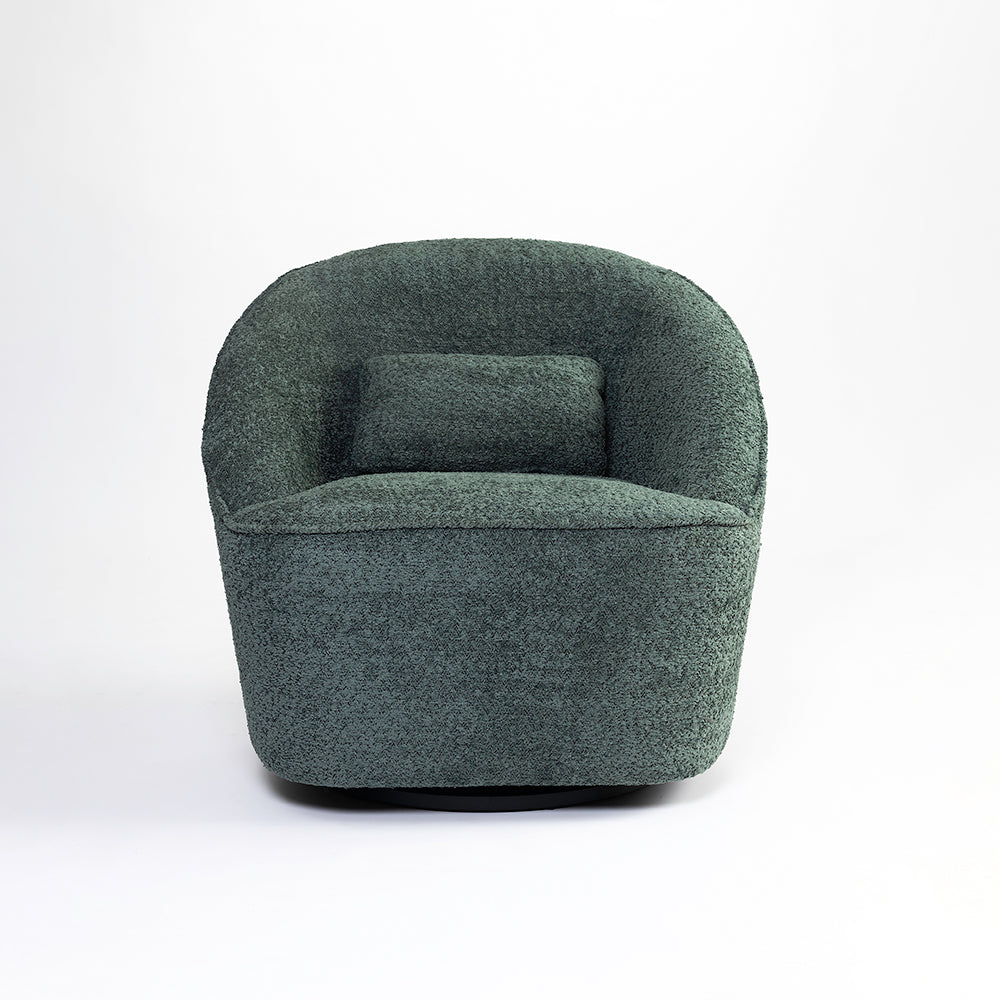 Emerald Boucle Swivel Chair - Dark Green