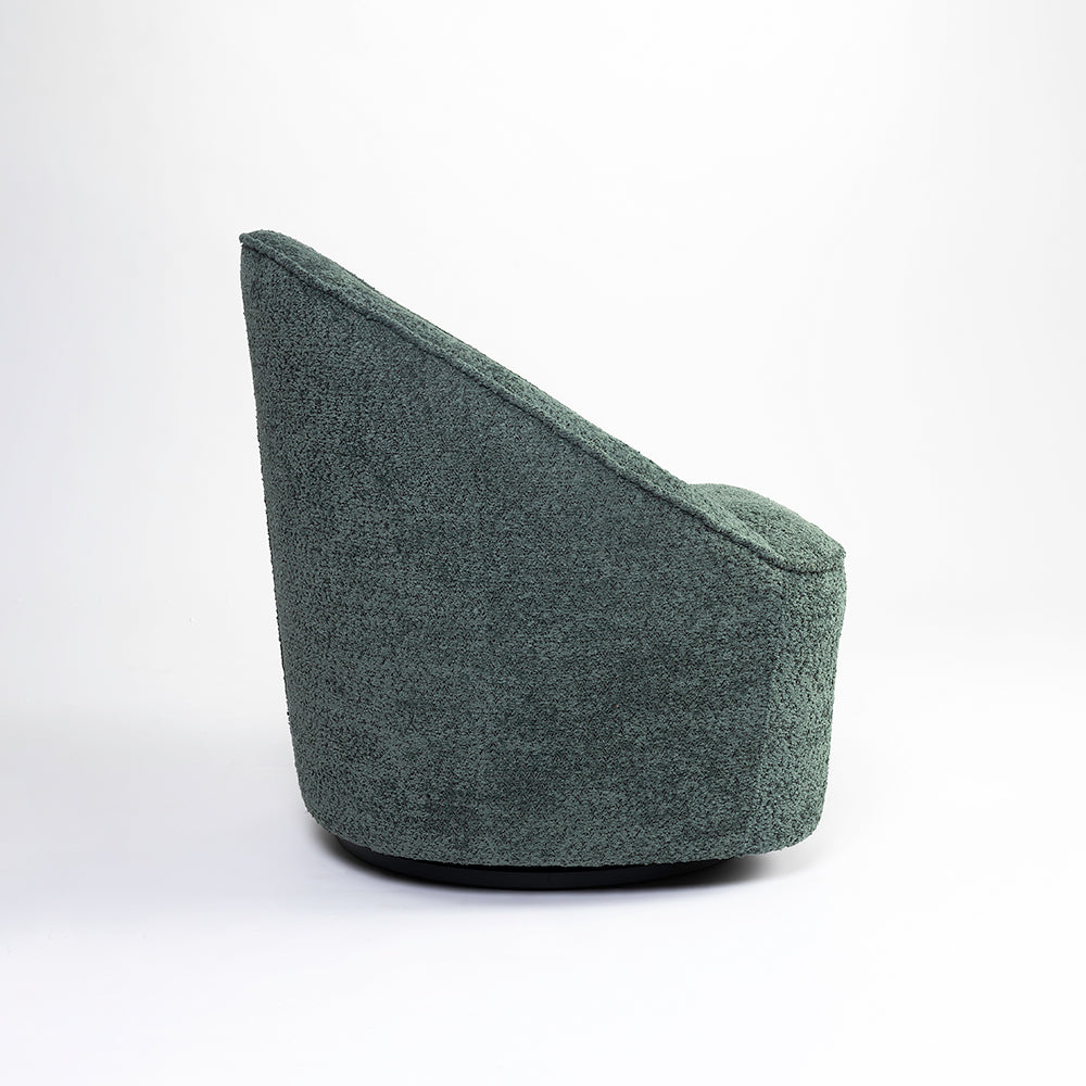 Emerald Boucle Swivel Chair - Dark Green