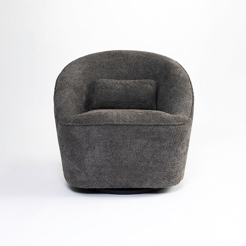 Emerald Boucle Swivel Chair - Grey