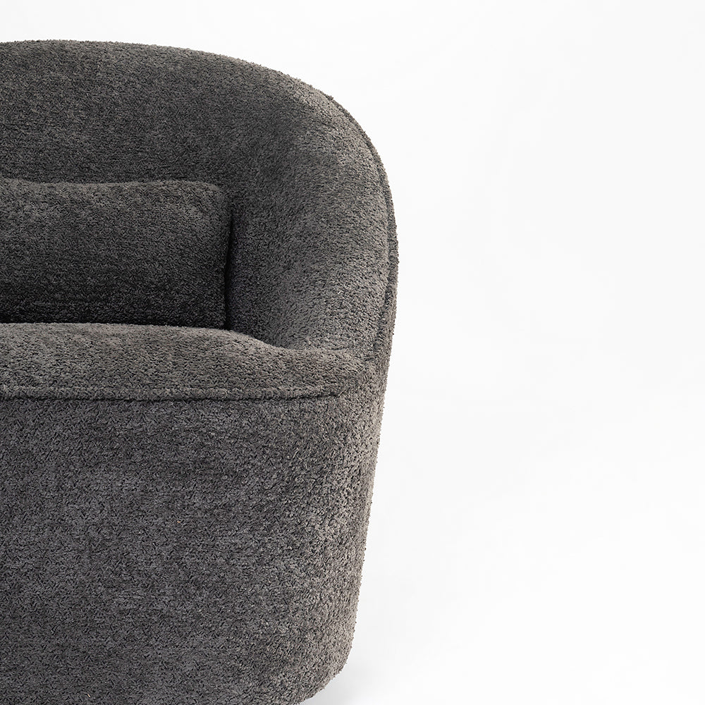 Emerald Boucle Swivel Chair - Grey