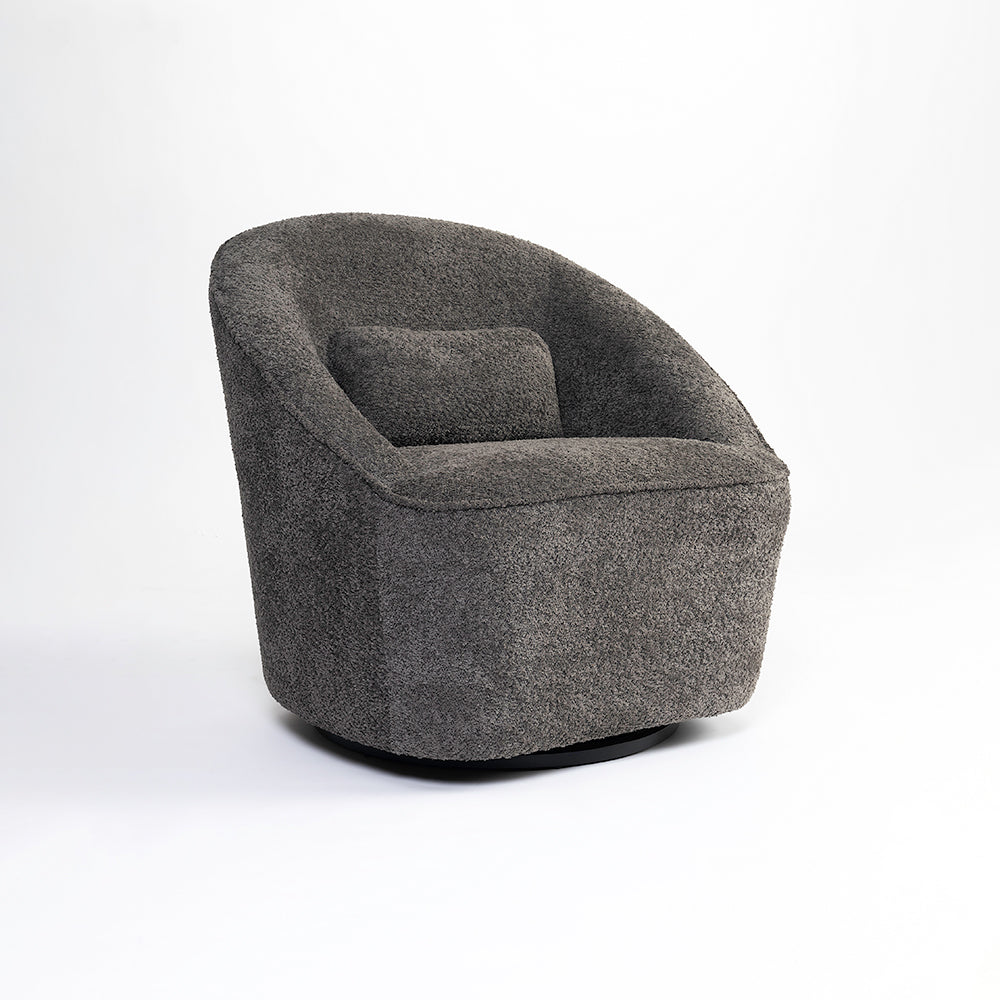 Emerald Boucle Swivel Chair - Grey