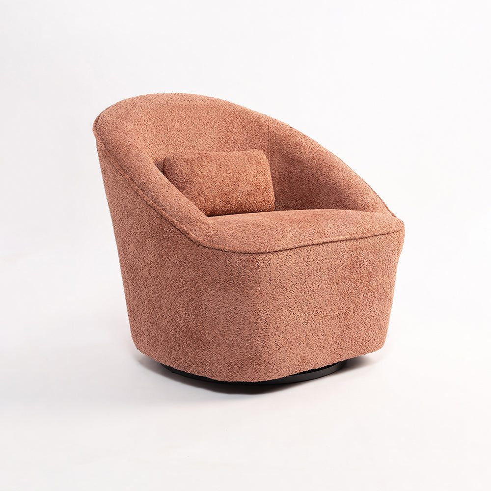 Emerald Boucle Swivel Chair - Dusty Rose Brown