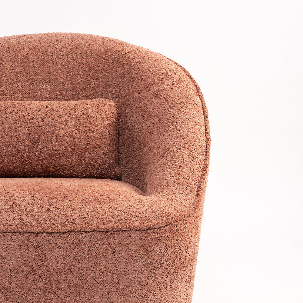 Emerald Boucle Swivel Chair - Dusty Rose Brown