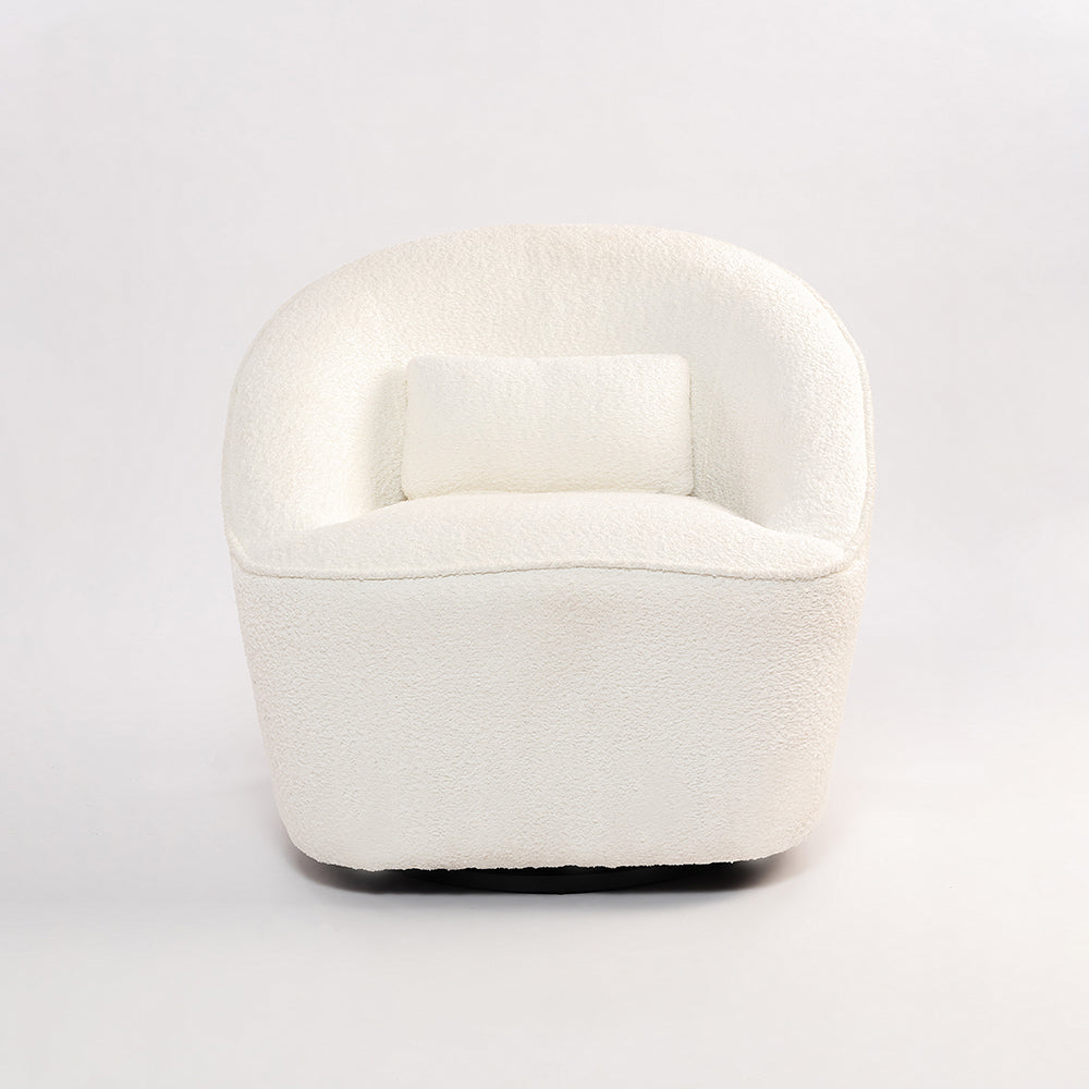 Emerald Boucle Swivel Chair - White