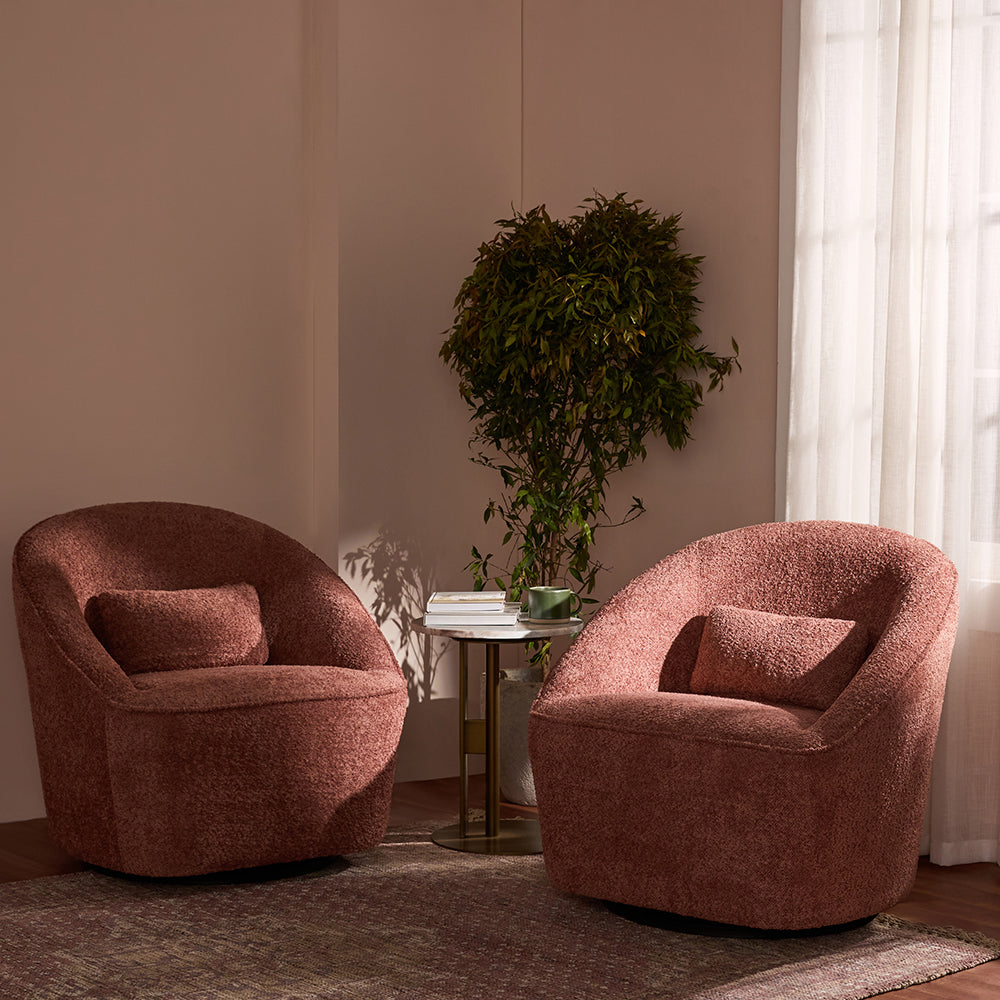 Emerald Boucle Swivel Chair - Dusty Rose Brown